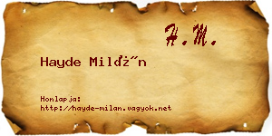 Hayde Milán névjegykártya
