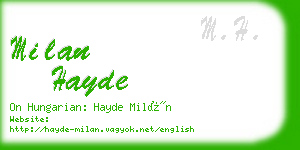 milan hayde business card
